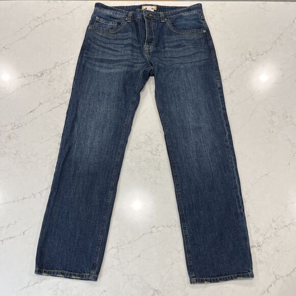 Carbon 2 Cobalt C2C Elemental Jeans Mens 36x32 Blue Button Fly Slight Taper Leg - Picture 1 of 11